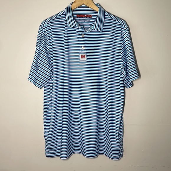 Bubba Golf Men’s Striped Polo Shirt Blue L - Picture 2 of 7